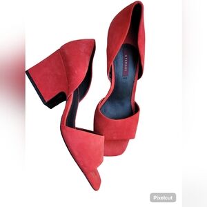 Red suede shoes sz.8